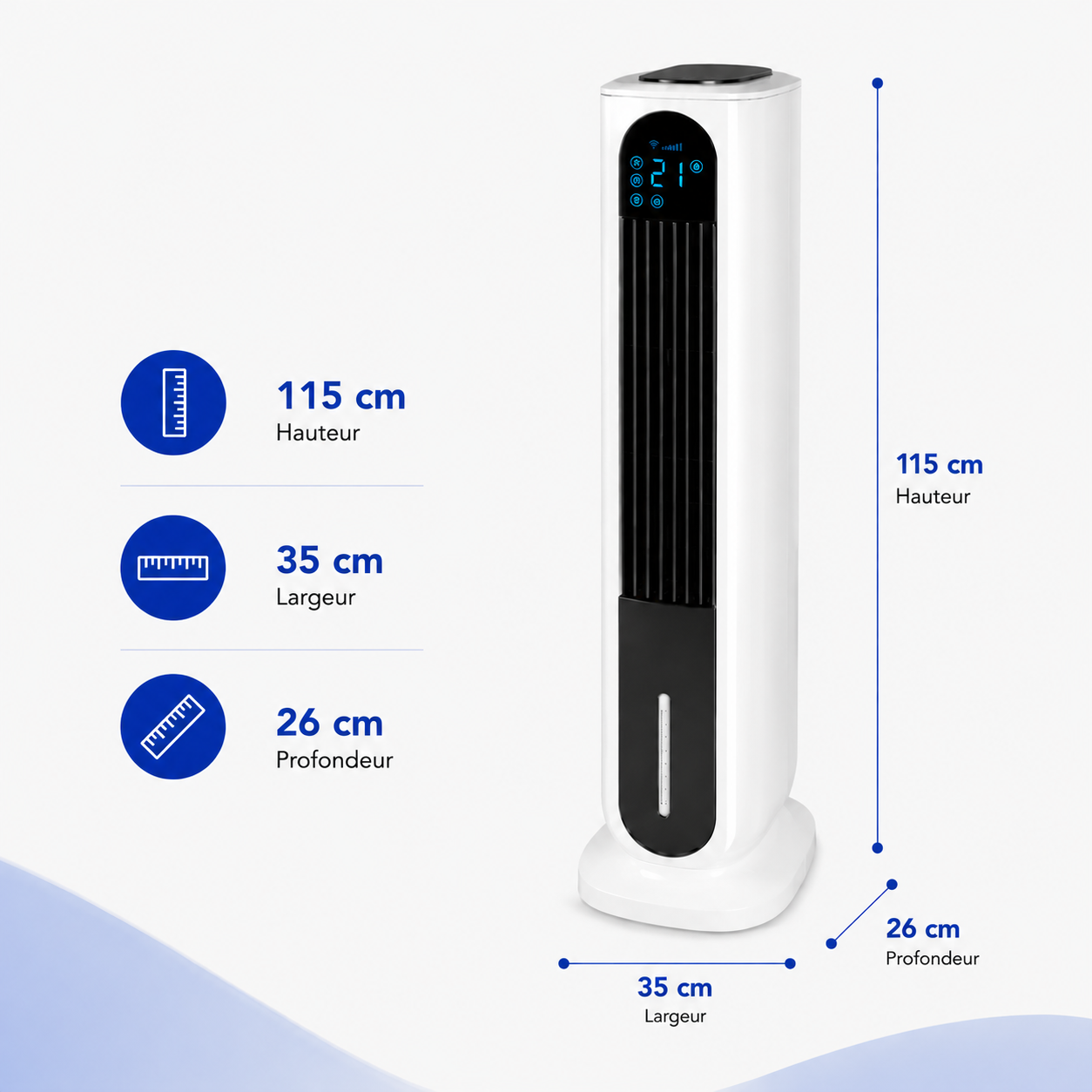 Rafraîchisseur d’Air Colonne 4-en-1 Silencieux avec Télécommande et Réservoir 7L
