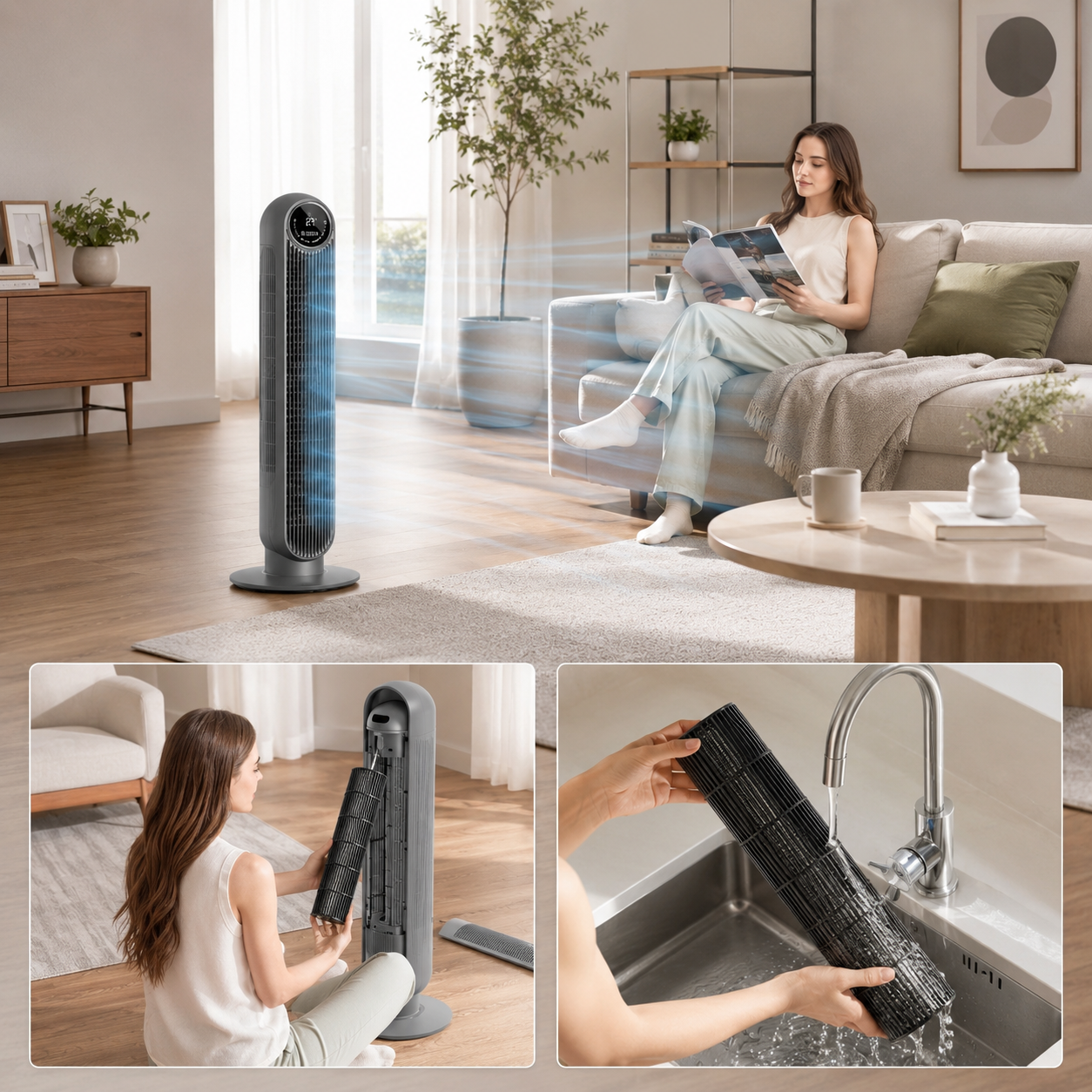 Ventilateur Colonne Sans Pales Portable Silencieux